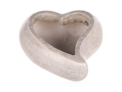 Obal květinový pietní - tvar srdce, polyresin, šedý (Barva Šedá)