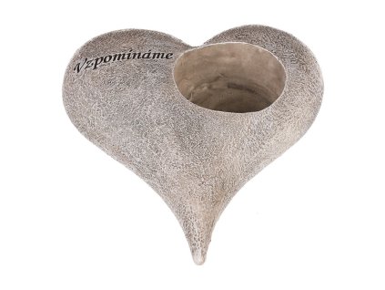 Srdce s růžemi a nápisem - polyresin, na čaj./LED svíčku, šedé (Barva Šedá)