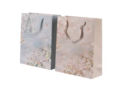 Taška papírová - květiny, mix 2 barev, vel. S, cena za 1 ks (Barva Modrá)