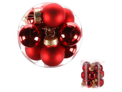 Kulaté skleněné ozdoby - pr. 2 cm, červené, cena za balení (12 ks) (Barva Červená)