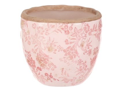 Obal keramický - retro styl, růžové květy (Barva Růžová)