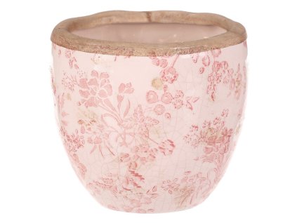 Obal keramický - retro styl, růžové květy (Barva Růžová)
