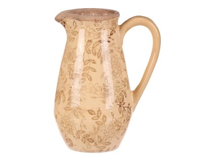 Váza keramická - retro květinový styl, džbánek, tmavě žlutý (Barva Žlutá)