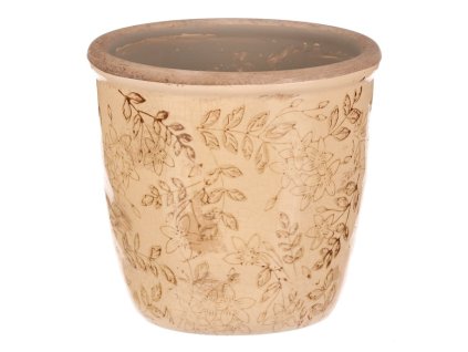 Obal keramický na květiny - retro styl, tmavě žlutý (Barva Žlutá)