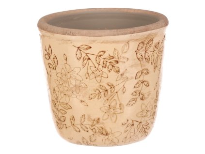 Obal keramický na květiny - retro styl, tmavě žlutý (Barva Žlutá)