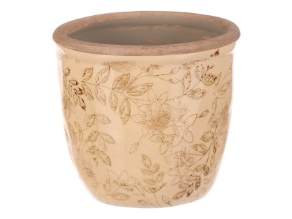 Obal keramický na květiny - retro styl, tmavě žlutý (Barva Žlutá)