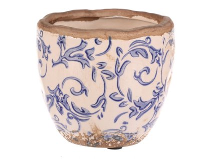 Obal keramický - retro styl, modré květy (Barva Modrá)