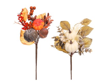 Listí, dýně a plody - umělá větev, mix 2 druhů, cena za 1 ks (Barva Hnědá)