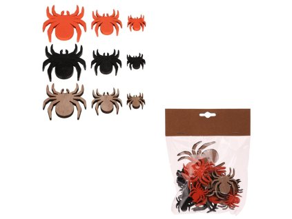 Pavouk - dřevěný, mix 3 barev a 3 vel., cena za balení (18 ks) (Barva Vícebarevná)
