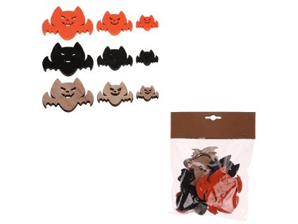 Netopýr - dřevěný, mix 3 barev a 3 vel., cena za balení (18 ks) (Barva Vícebarevná)