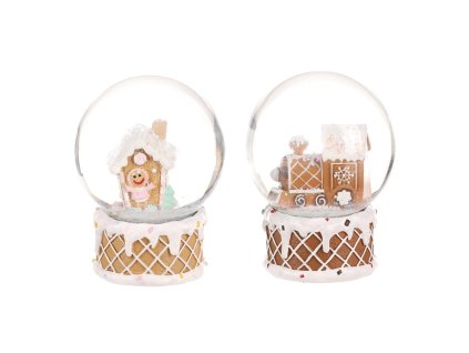 Sněžítko s perníkovým vláčkem či domečkem - polyresin, cena za 1 ks (Barva Hnědá)