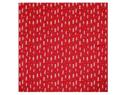 Ubrus červený - vánoční vzor, 100% polyester, 80 x 80 cm (Barva Červená)