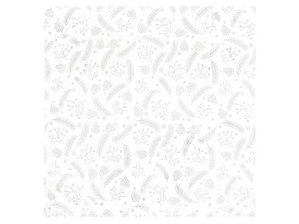 Ubrus - stříbrný vánoční vzor, 100% polyester, 80 x 80 cm (Barva Stříbrná)