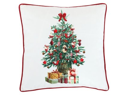 Polštář s výplní - vánoční stromek, sametový, 45 x 45 cm (Barva Bílá)