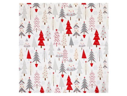 Ubrus - barevné vánoční stromky, 100% polyester, 80 x 80 cm (Barva Vícebarevná)