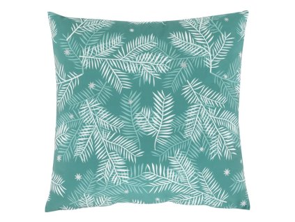 Polštář sametový s výplní, zelený - bílý vánoční vzor, 100% polyester, 45 x 45 cm (Barva Zelená)