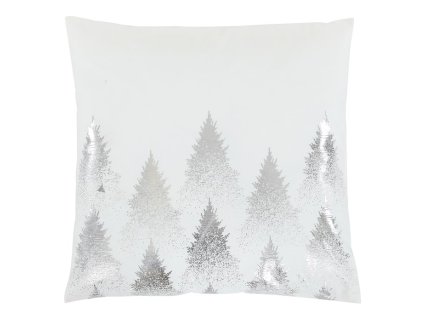 Polštář s výplní - stříbrné stromky, sametový, 45 x 45 cm (Barva Stříbrná)