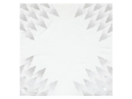 Ubrus šedý - stříbrné stromky v rozích, 100% polyester, 80 x 80 cm (Barva Šedá)