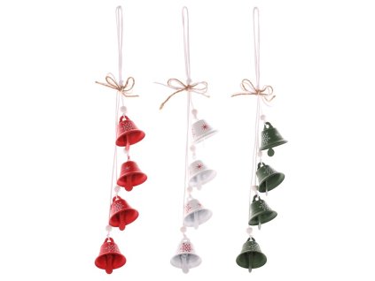Girlanda z kovových zvonků, mix 3 barev, cena za 1 ks (Barva Vícebarevná)