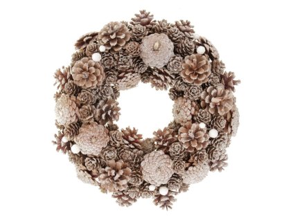 Věnec zdobený - pr. 34 cm, se šiškami, hnědý (Barva Hnědá)