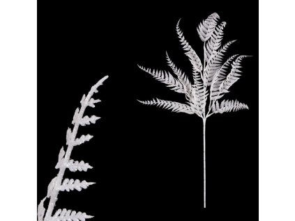 Kapradí - umělá větev, bílá se třpytkami (Barva Bílá)