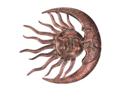 Slunce s měsícem - kov, nástěnná dekorace, barva měděná (Barva Měděná)