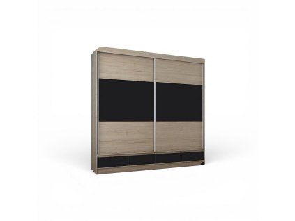 Skříň ANDA 2SL4S šatní, 222cm (Varianta dub sonoma / černá)