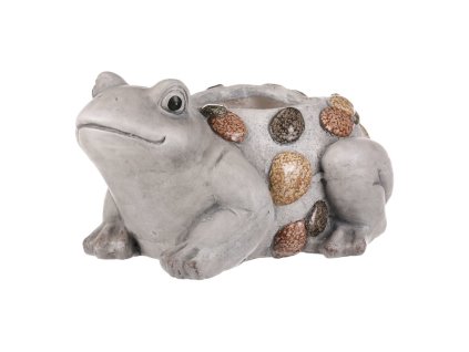 Žába - magnesium, obal na květiny, šedá s kamínky (Barva Šedá)