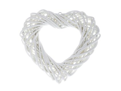 Srdce proutěné - závěsné, bílá barva (Barva Bílá)
