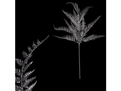 Kapradí - umělá větev, stříbrná se třpytkami (Barva Stříbrná)