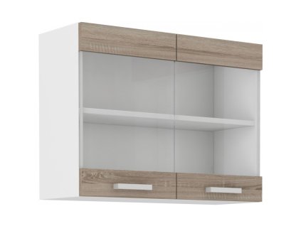 Kuchyňská skříňka Dalton 80-GS-2F bílá/dub sonoma truffle, 80 cm, lamino