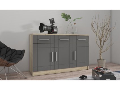 Komoda Parker 3D3S dub sonoma/grafit