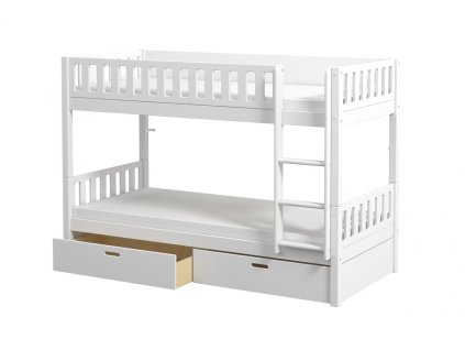 Patrová postel Viggo FALCO s úložným prostorem, bílá, borovice