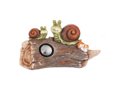 Šneci na pařezu - solární osvětlení, magnesium (Barva Hnědá)