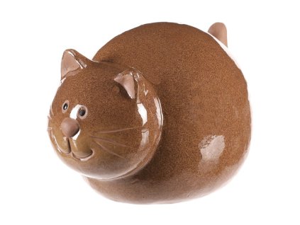 Kočka keramická - větší, barva hnědá (Barva Hnědá)