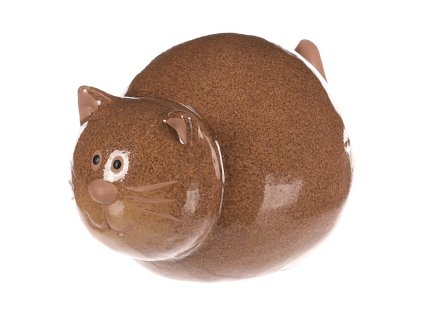 Kočka keramická - menší, barva hnědá (Barva Hnědá)