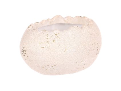 Obal na květiny - vejce na ležato, keramika, menší velikost (Barva Béžová)