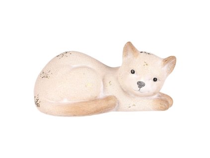 Kočka keramická - velká, barva světle béžová (Barva Béžová)