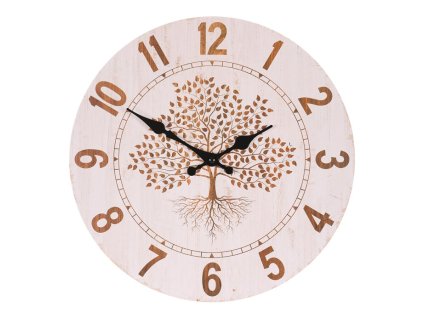 Hodiny nástěnné - pr. 34 cm, MDF, strom života (Barva Bílá)