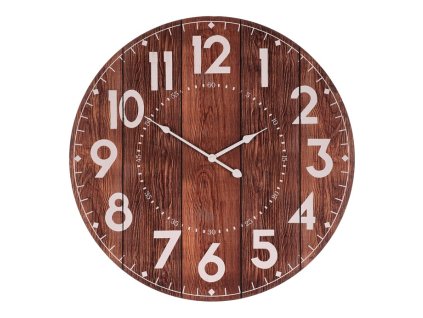 Hodiny nástěnné - pr. 58 cm, hnědé, MDF, imitace dřeva (Barva Hnědá)