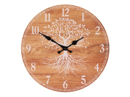 Hodiny nástěnné - pr. 34 cm, MDF, strom života (Barva Hnědá)