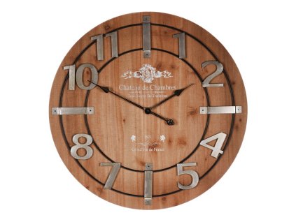 Hodiny nástěnné - pr. 68 cm, MDF s imitací dýhy, kovové číslice (Barva Hnědá)