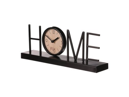 Hodiny stolní - slovo "HOME", kov, ciferník v písmenu "O" (Barva Černá)