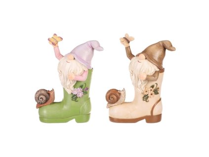 Skřítek v holínce - polyresin, mix 2 druhů, cena za 1 ks (Barva Vícebarevná)