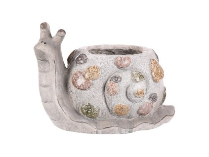 Šnek - magnesium, obal na květiny, šedý s kamínky (Barva Šedá)