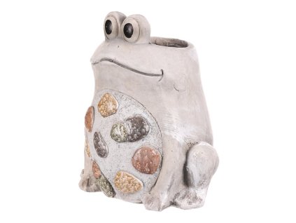 Žába - magnesium, obal na květiny, šedá s kamínky (Barva Šedá)