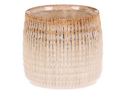 Obal na květiny - keramika, béžovo-hnědý (Barva Béžová)