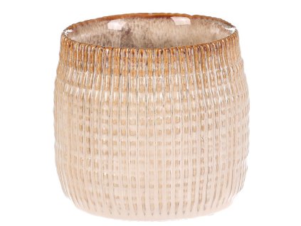 Obal na květiny - keramika, béžovo-hnědý (Barva Béžová)