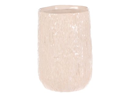 Obal na květiny - keramika, bílo-béžový (Barva Béžová)