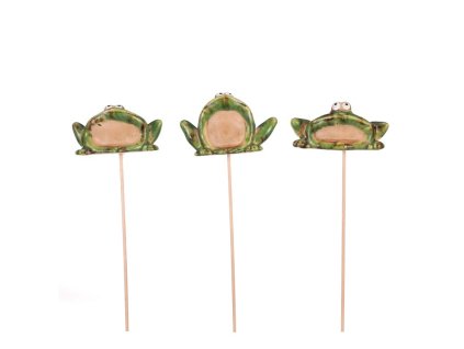 Žába na špejli - keramika, mix 3 druhů, cena za 1 ks (Barva Zelená)